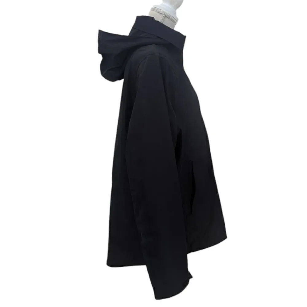 Sandro Paris Polyester Soft Shell Jacket Hooded Stowaway Black Size XL
